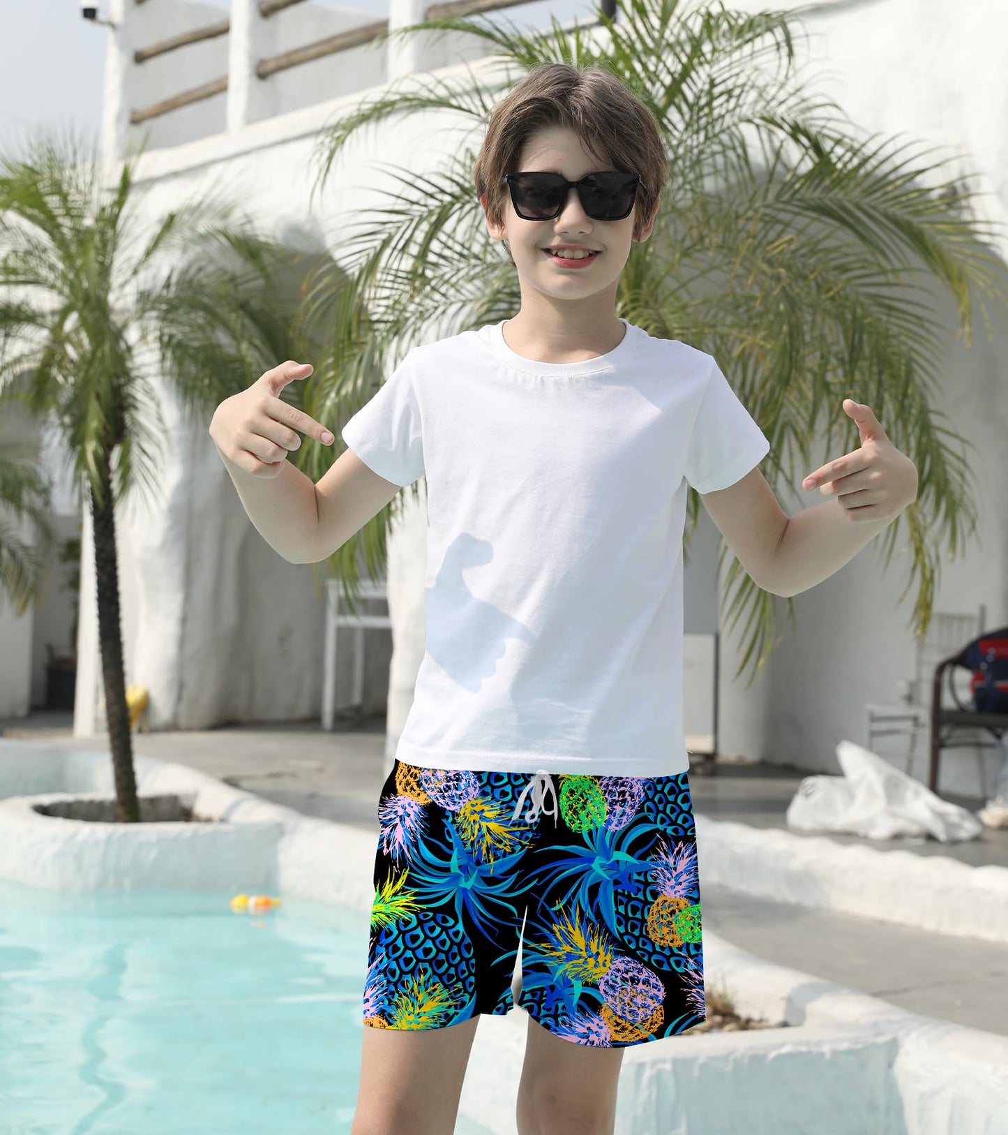 Ahegao Kids Quick Dry Swim Trunks - Green/Yellow