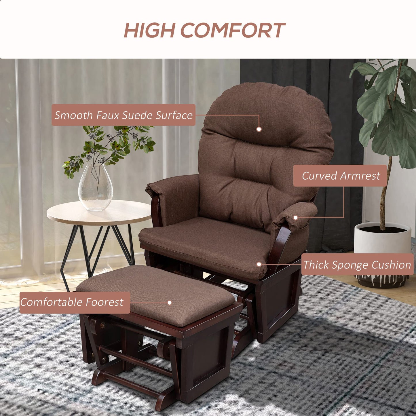 HOMCOM Nursery Glider Rocking Chair with Ottoman