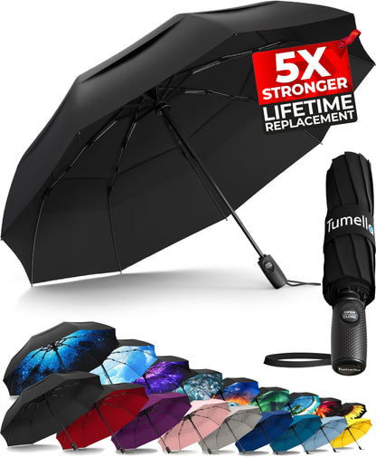 TUMELLA Windproof Compact Travel Umbrella - Automatic