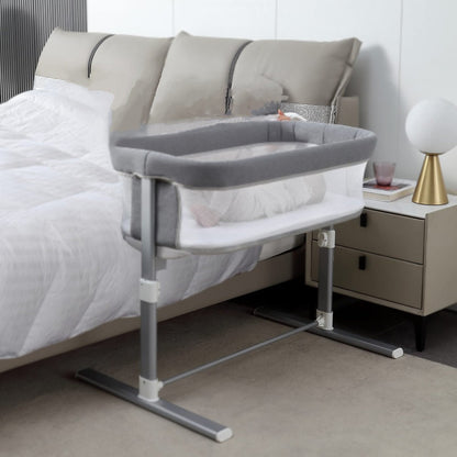 Yacul Baby Bassinet, Bedside Crib Co Sleeper for Newborns, Lighweight Portable Bassinet for Baby, Adjustable Height, Waterproof and Detachable Mattress Included, Light Grey