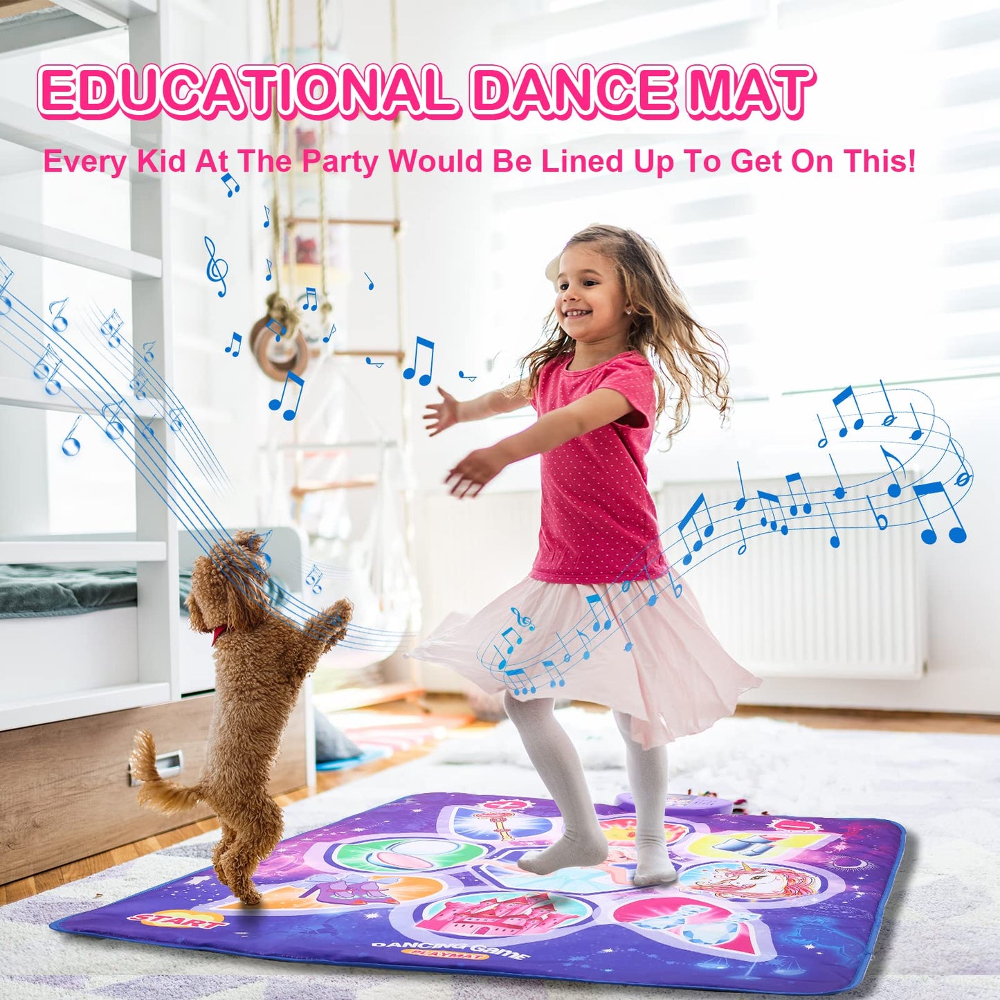 Skirfy Dance Mat, Unicorn Toys for Girls Electronic Dance Pad with 7 Games Mode, Dance Games with Touch Sensitive LED Lights, Birthday Party Games for Toddler Girls for 3-12