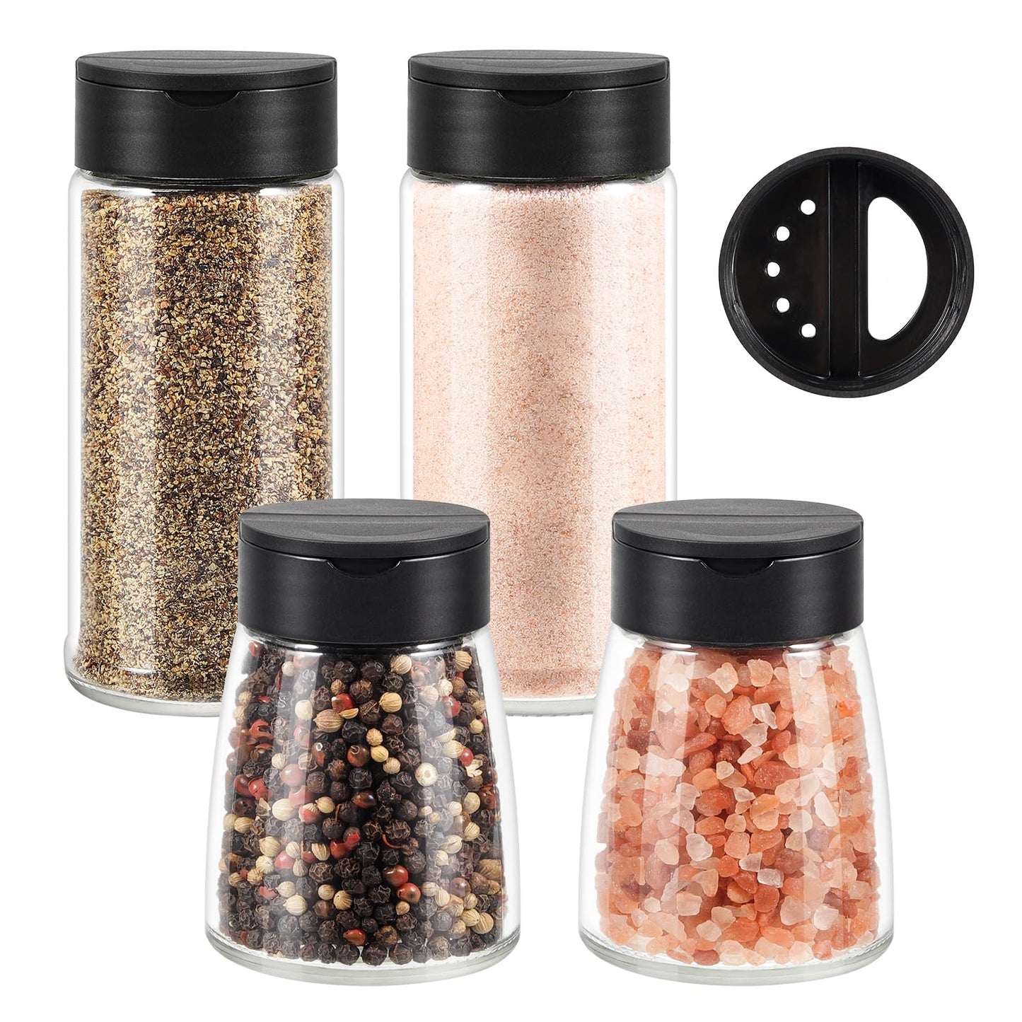 Glass Salt and Pepper Shakers Set of 4
