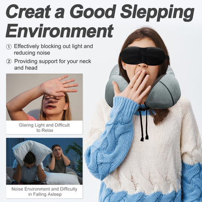 Travel Pillow and Blanket Set with Sleep Mask