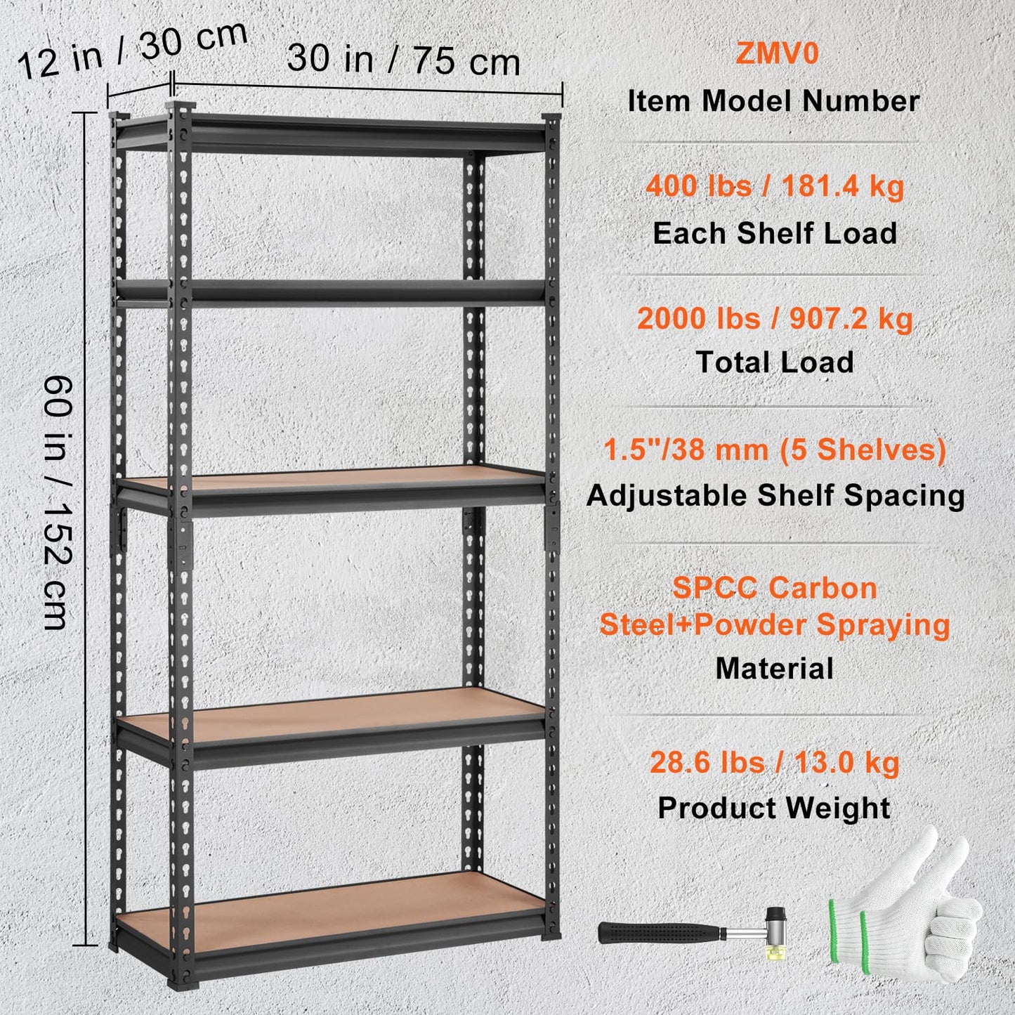 VEVOR 5-Tier Heavy Duty Storage Shelving Unit