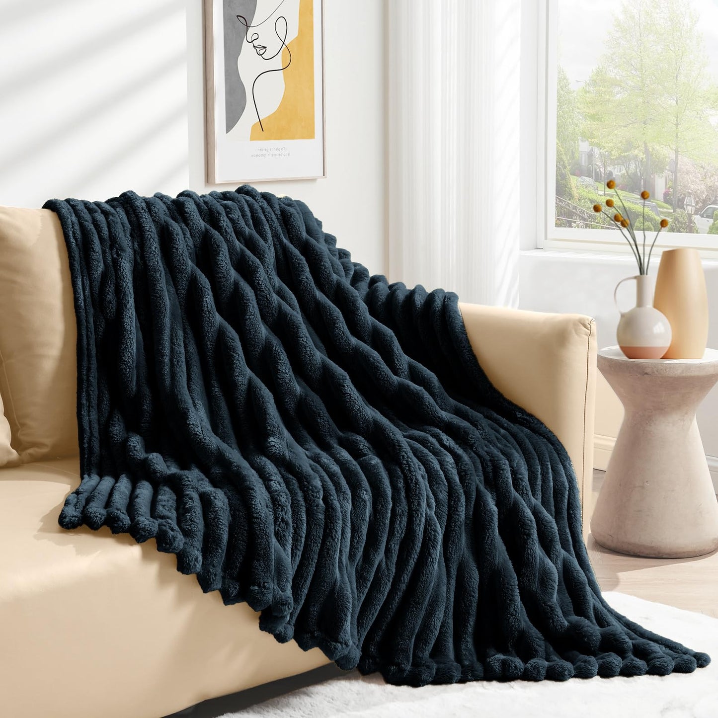 Fleece Blanket Throw 51x63 for Couch, Bed