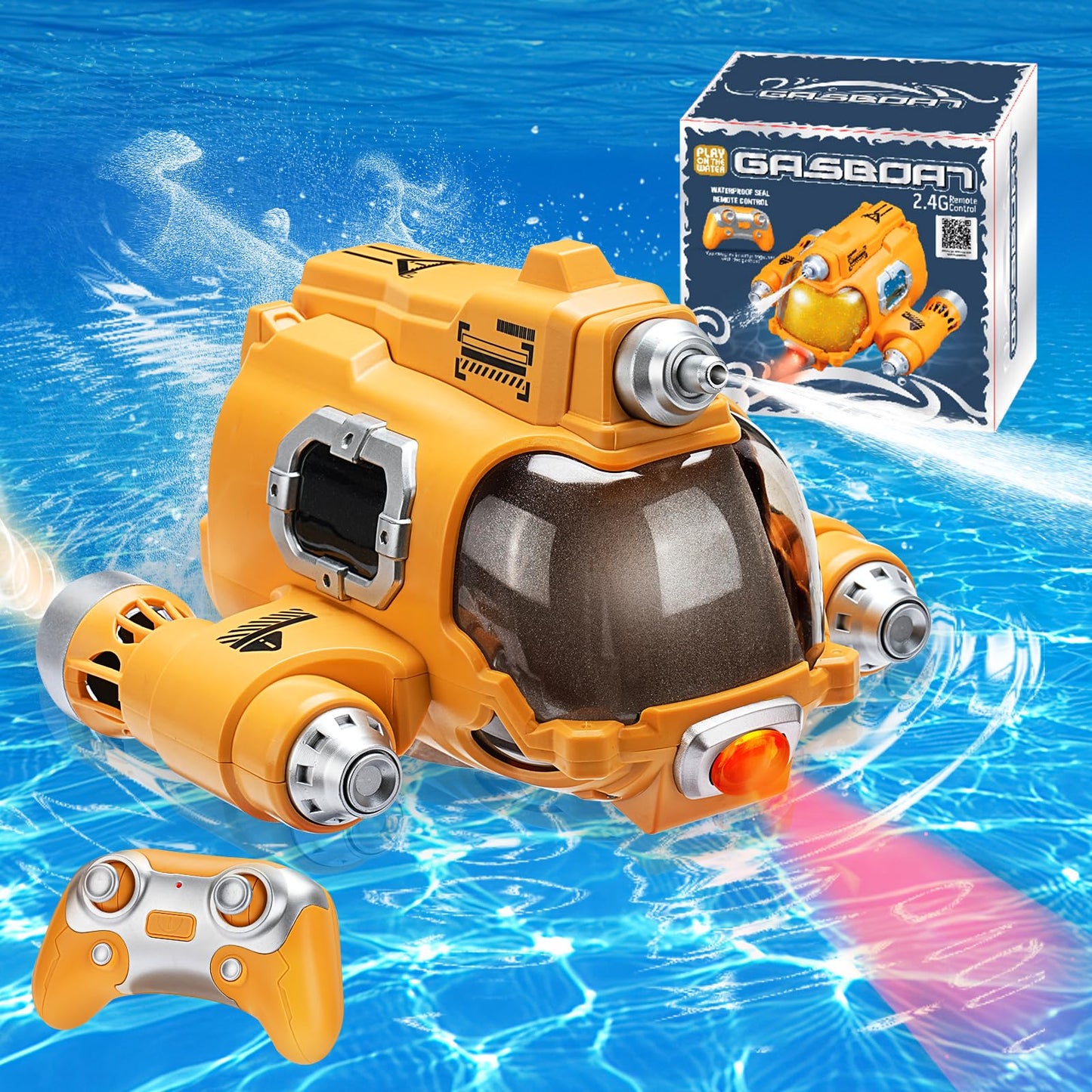 Augot RC Boat, Remote Control Spray Gasboat Toys for Pools Lakes, 2.4GHz RC Boat Water Toy with Squirt/Double Propellers Remote Control Boats Rechargeable Swimming Pool Toy Gifts for Adults Kids