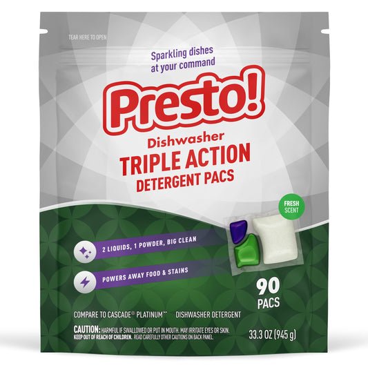 90 Count Presto! Triple Action Dishwasher Pacs