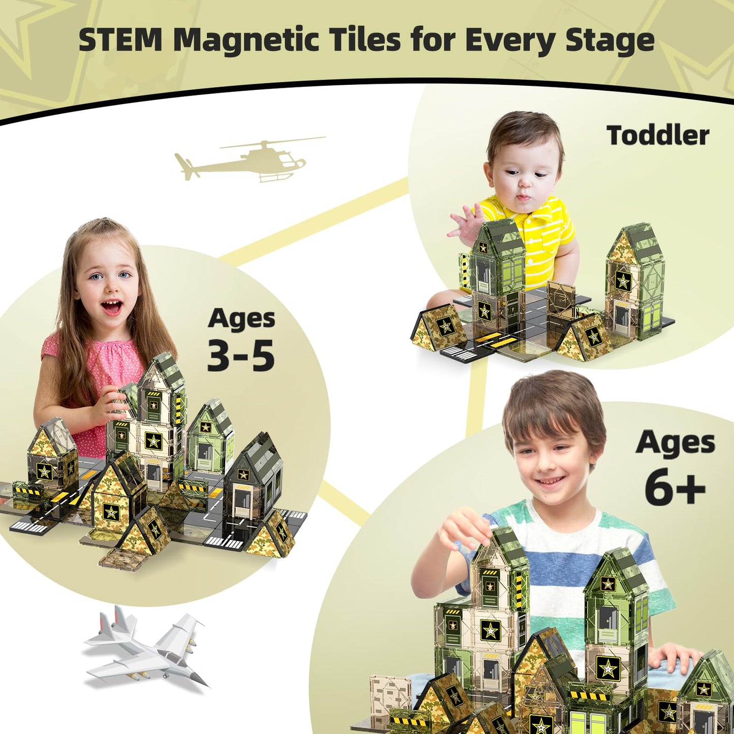 100 PCS Army Magnetic Building Blocks Toys