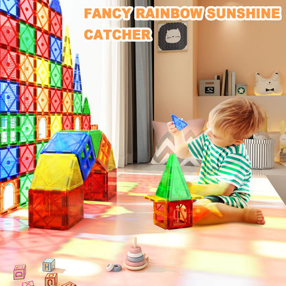 102 PIECES Compatible Magnetic Tiles Building Blocks Stem Toys for 3+ Year Old Boys and Girls Montessori Toys Toddler Kids Gifts Parents Approved Sensory Toys