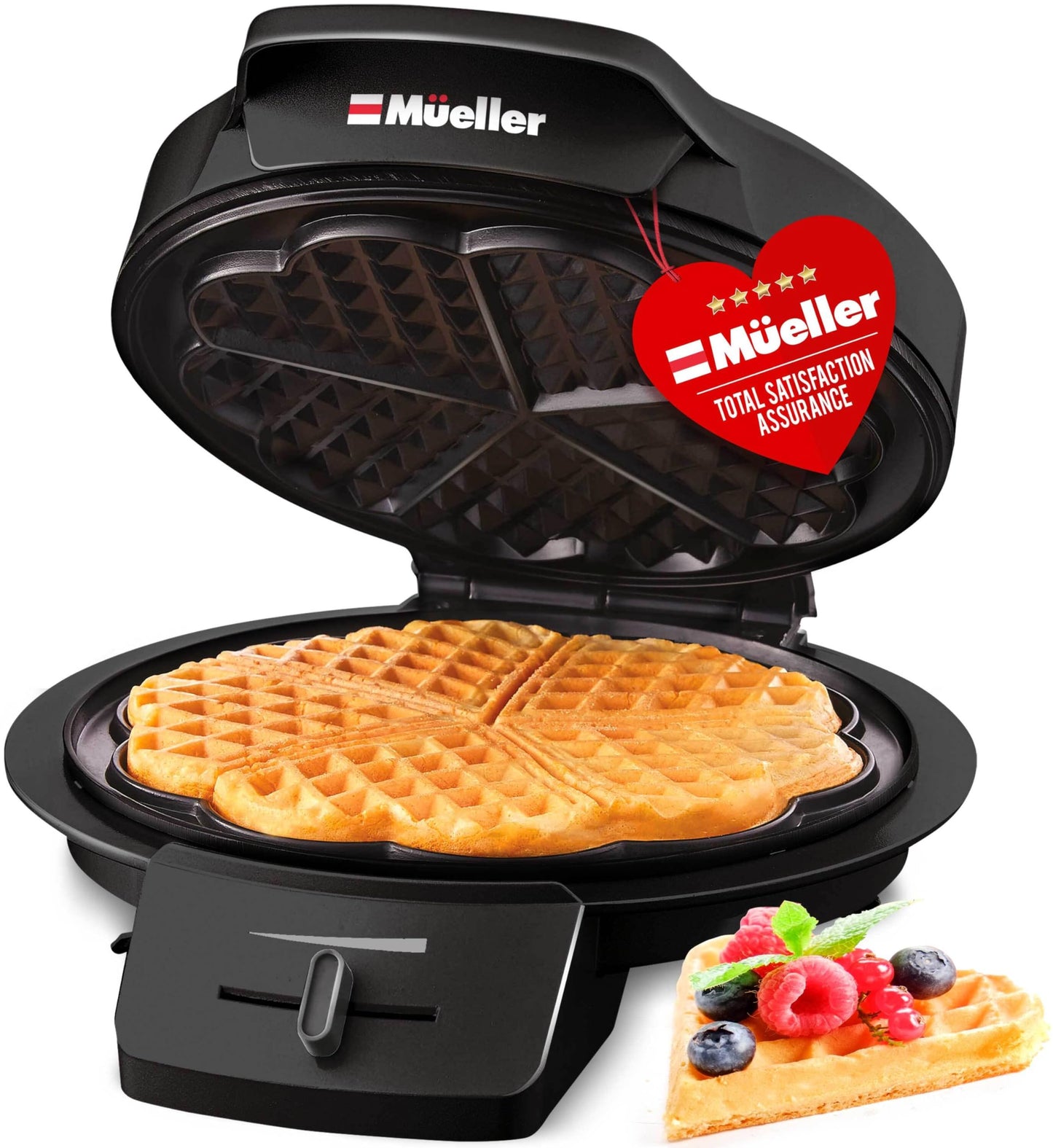 MÜELLERHOME Heart Waffle Maker with Adjustable Control
