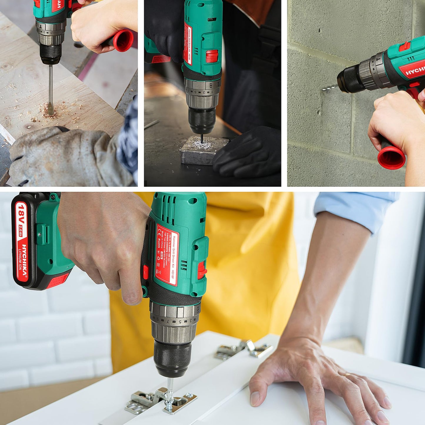 18V Cordless Hammer Drill With Bit Set