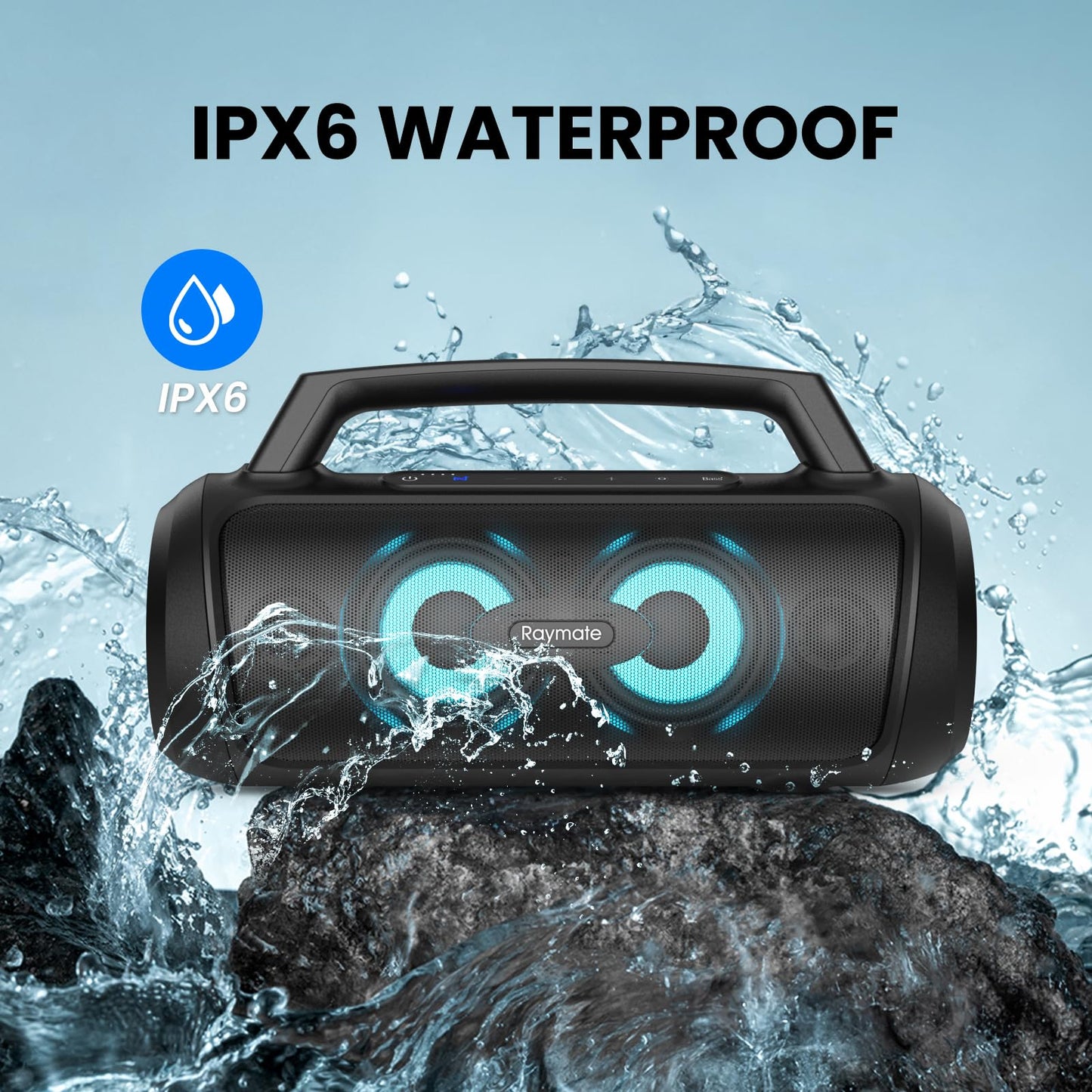 Raymate Waterproof Bluetooth Speaker with LED Light