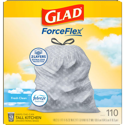 Glad 13 Gallon Odorshield Trash Bags, 110 Count
