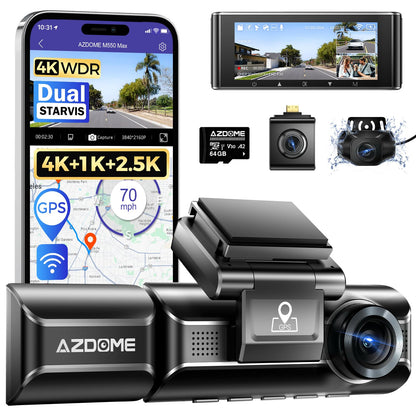 AZDOME 4K Triple Channel Dash Cam with WiFi
