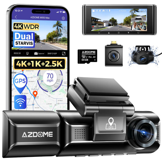 AZDOME 4K Triple Channel Dash Cam with WiFi