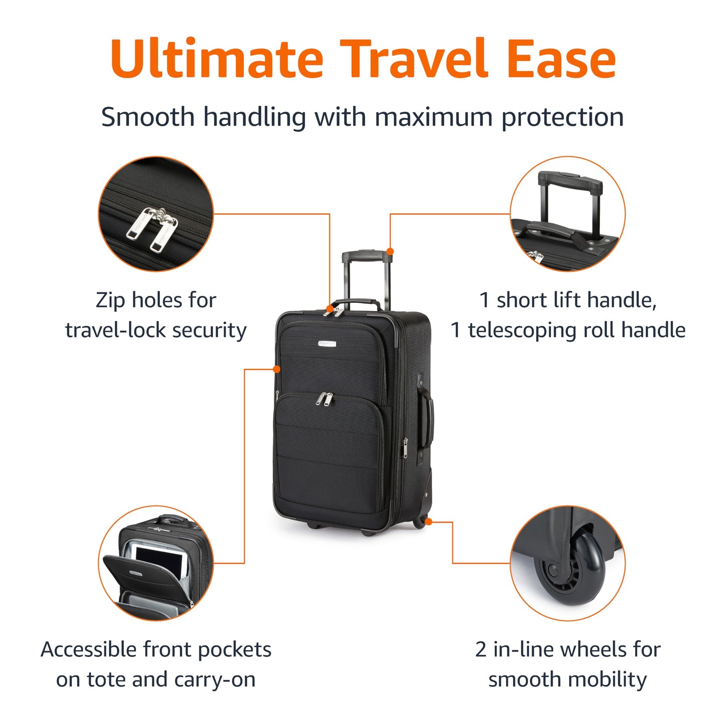 23-Inch Carry-On Luggage Set with Wheels