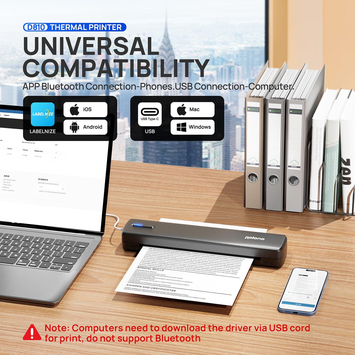 Portable Wireless Bluetooth Thermal Printer for Travel