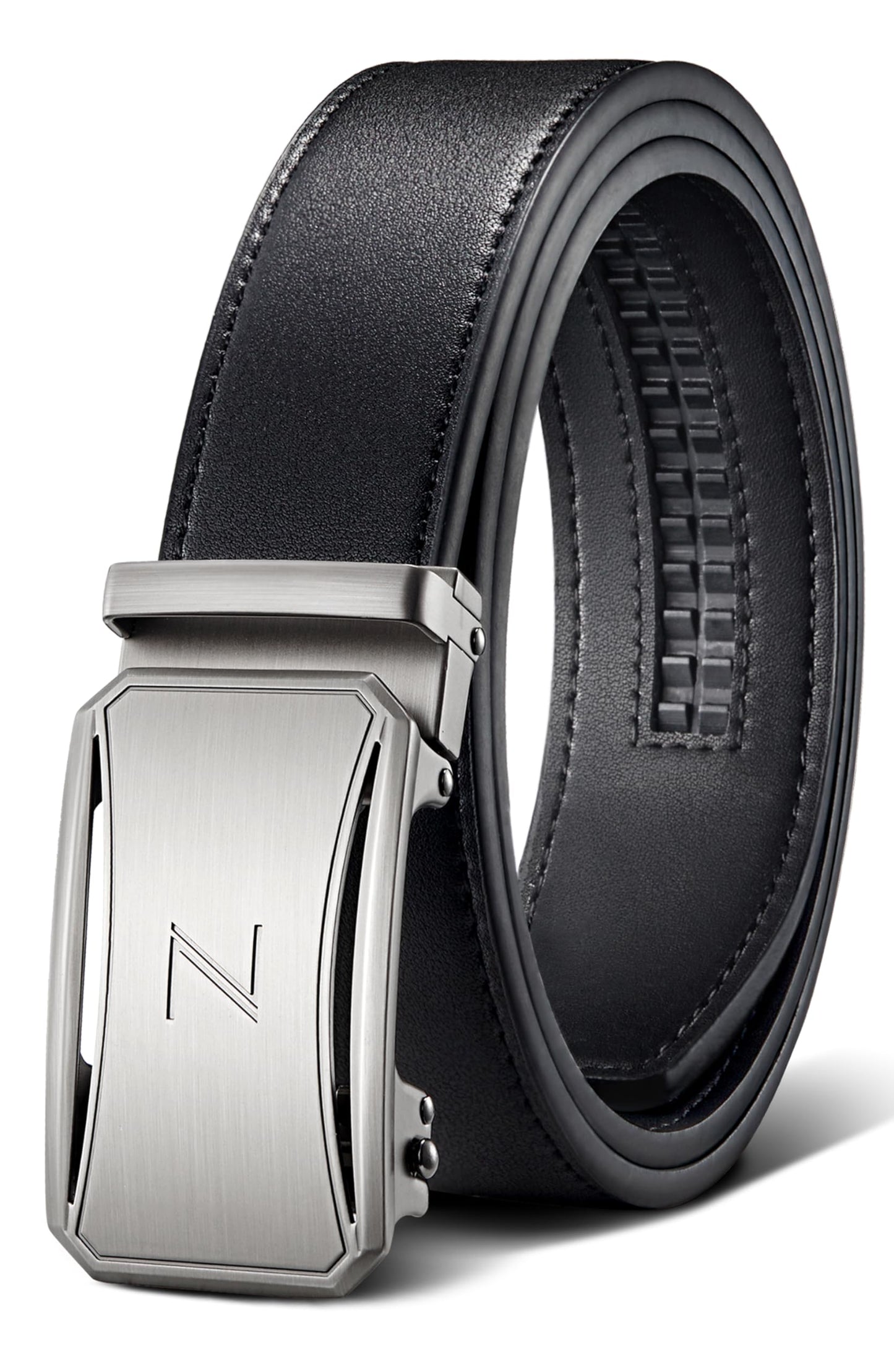 Zitahli Mens Belt Leather - Ratchet Belt for Men Dress Pant Shirt Oxfords,Micro Adjustable Black Brown Belt,Trim To Fit 30"-36"