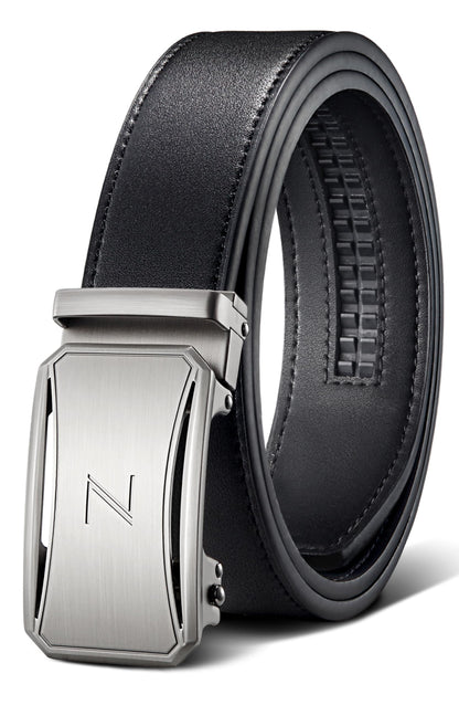 Zitahli Mens Belt Leather - Ratchet Belt for Men Dress Pant Shirt Oxfords,Micro Adjustable Black Brown Belt,Trim To Fit 30"-36"