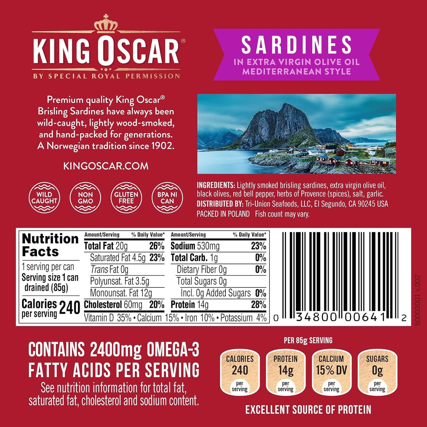 King Oscar Sardines in Olive Oil, 12-Pack