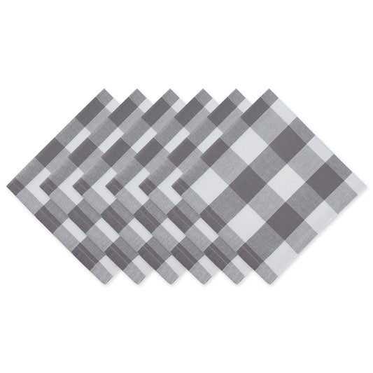 DII Gray & White Buffalo Check Napkin Set