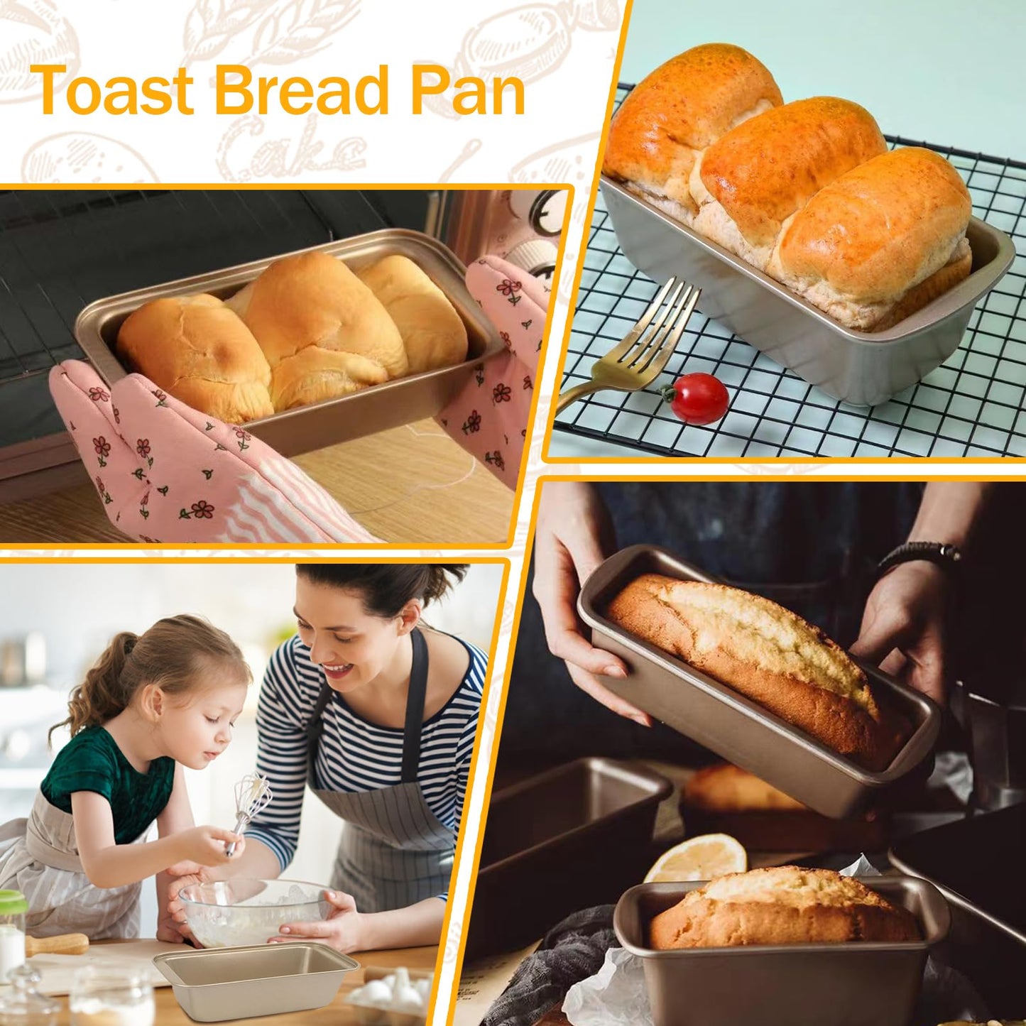 3 Pack Nonstick Loaf Pans for Baking Bread