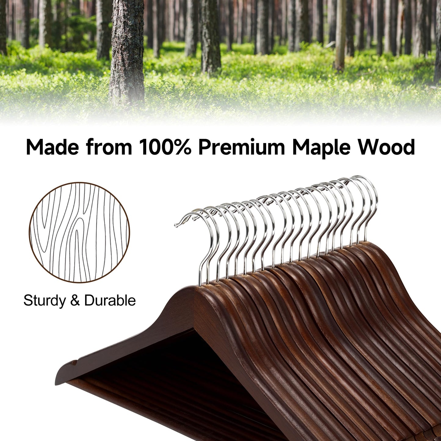 20 Pack StorageWorks Wooden Coat Hangers