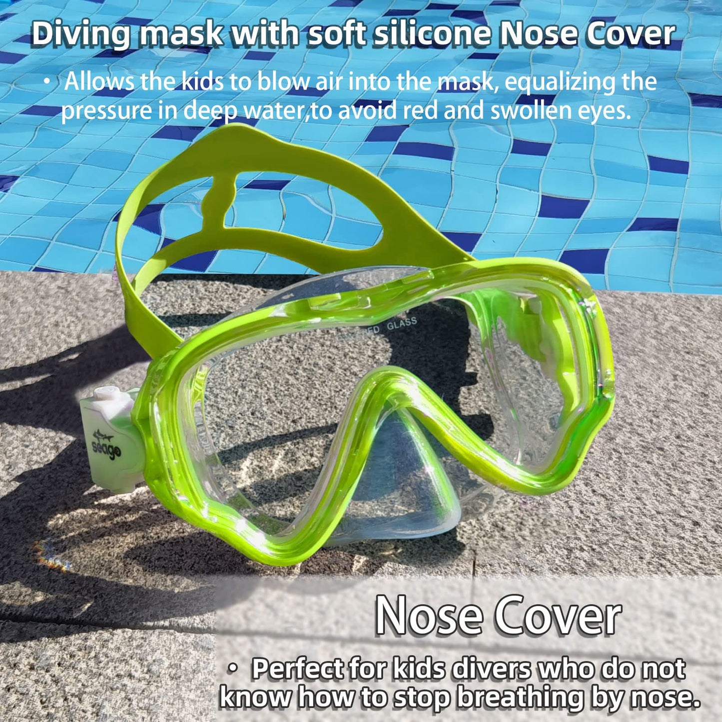 Kids Swim Goggles Snorkel Mask Diving Scuba Mask Snorkeling Goggles for Kids Boys Girls Youth, Anti-Fog 180° Clear View Kids Pool Underwater Swimming Goggles with Nose Cover, Snorkel Swim Equipment