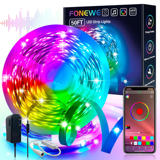 FONEWE 50ft LED Strip Lights for Home Decor