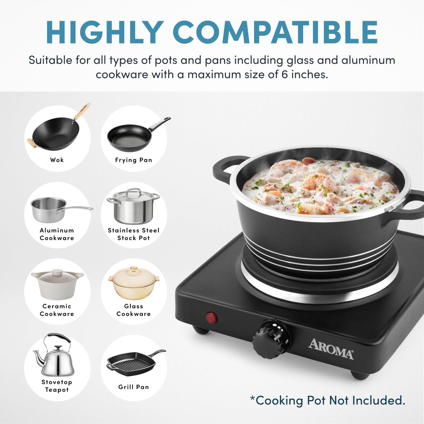 Aroma Single Burner Hot Plate for Cooking