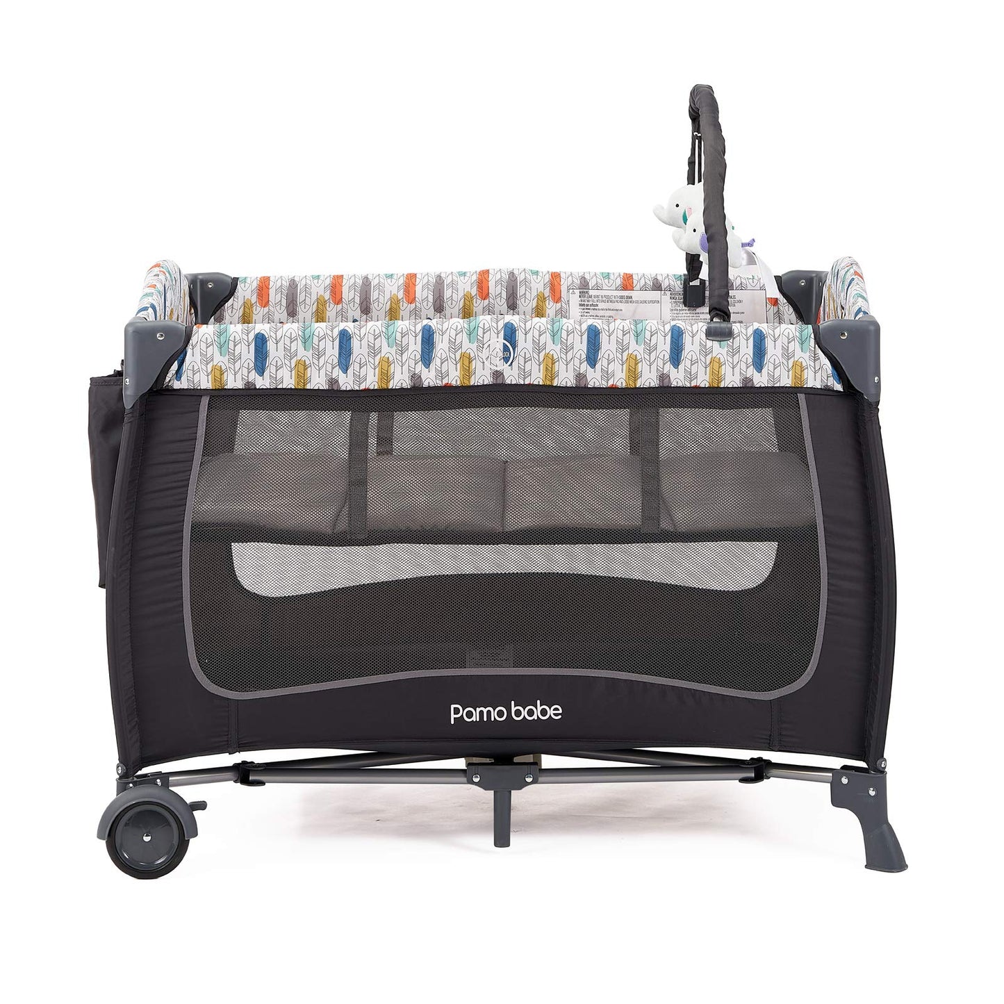 Pamo Babe Portable Travel Crib for Toddlers, Baby Playpen with Bassinet and Changing Table(Blue)