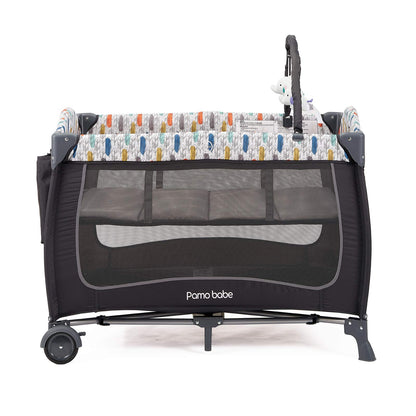 Pamo Babe Portable Travel Crib for Toddlers, Baby Playpen with Bassinet and Changing Table(Blue)