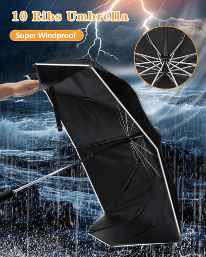 Large Windproof Inverted Umbrella with Reflective Strip