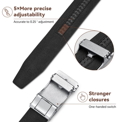 LAURA FAIRY Men's Ratchet Belt - Black Dress Belt