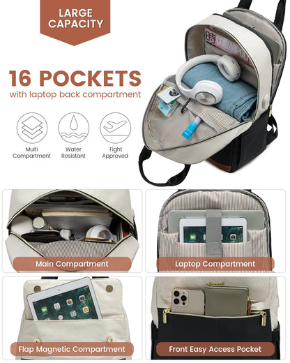 LOVEVOOK Laptop Backpack for Women, 17.3inch Laptop Bag with USB Port, Waterproof Travel Work Backpack Purse, Anti-Theft Backpacks Casual Computer Daypack Nurse Teacher Bag
