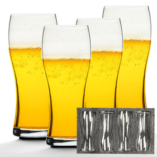 Beer Glasses Set of 4, 17 OZ Pilsner