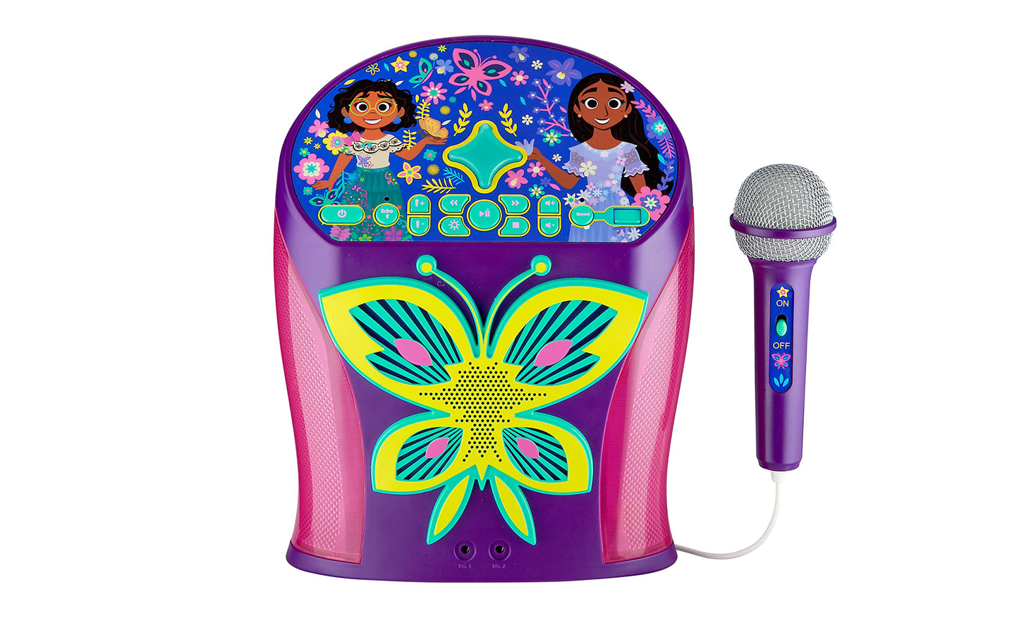 eKids Disney Encanto Karaoke Machine, Bluetooth Speaker with Microphone for Kids, with USB Port to Play Music, Easily Access Playlists with New EZ Link Feature