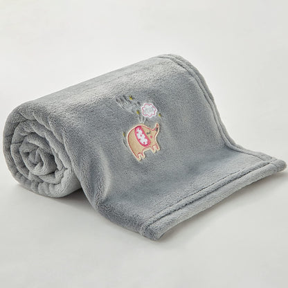 BEDELITE Baby Blankets for Boys Girls 30" x 40", Soft Cozy Fuzzy Fleece Blanket with Embroidered Elephant, Warm Breathable Infant Newborn Toddler Blanket for Crib Stroller Travel, Grey