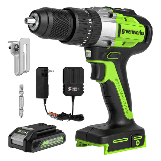 Greenworks 24V Brushless Hammer Drill with Battery