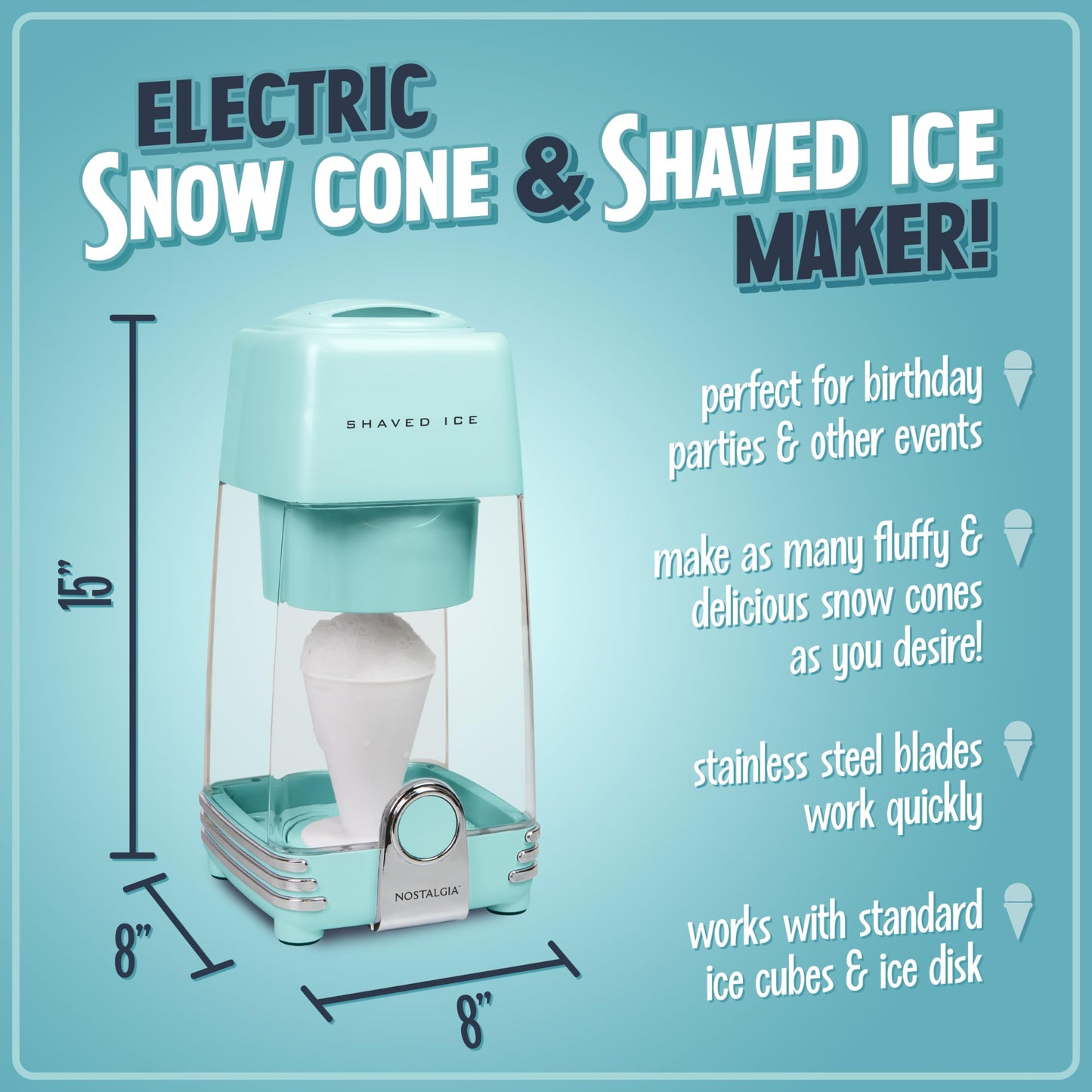 Nostalgia Aqua Shaved Ice Maker for Summer Fun