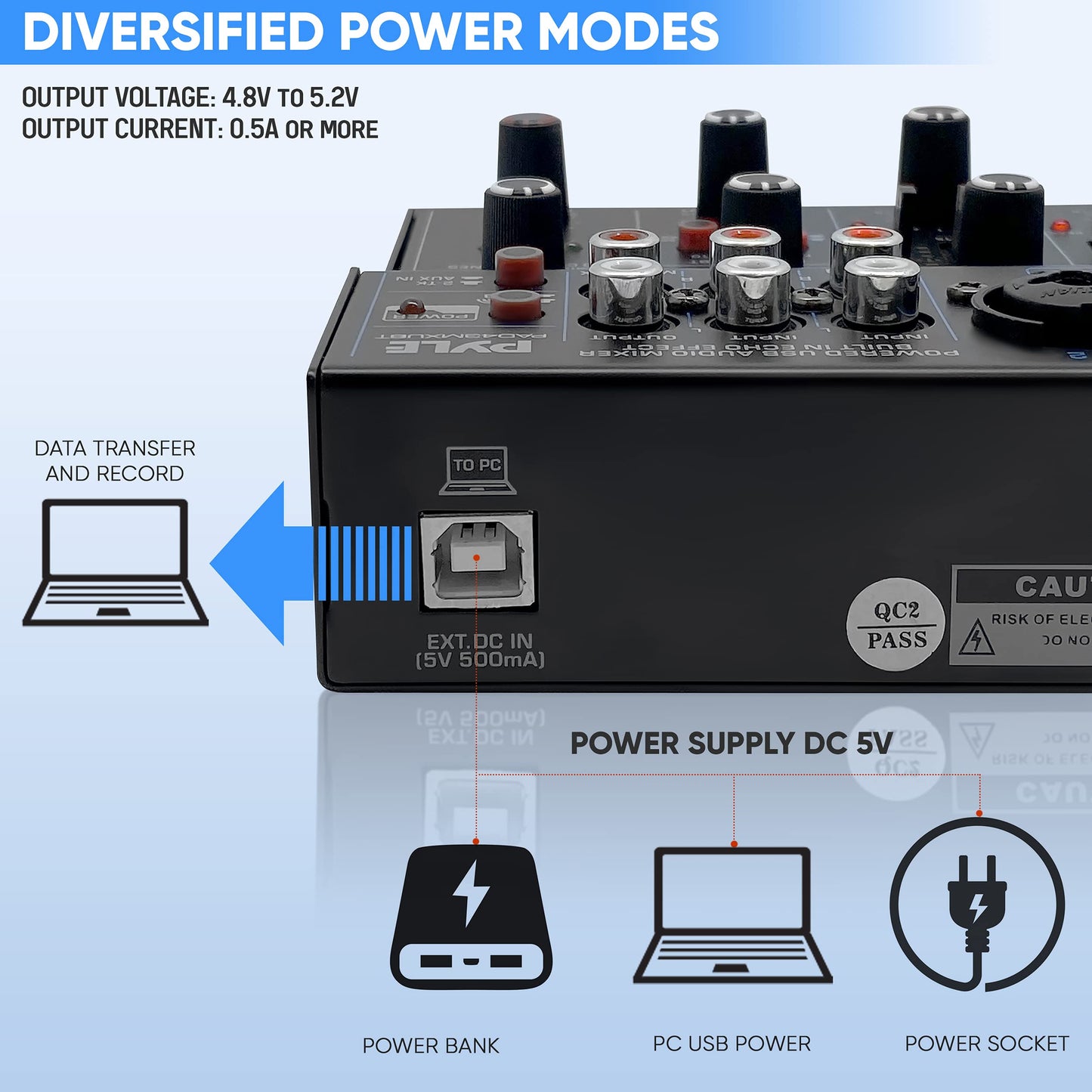 Pyle Wireless DJ Audio Mixer with Bluetooth