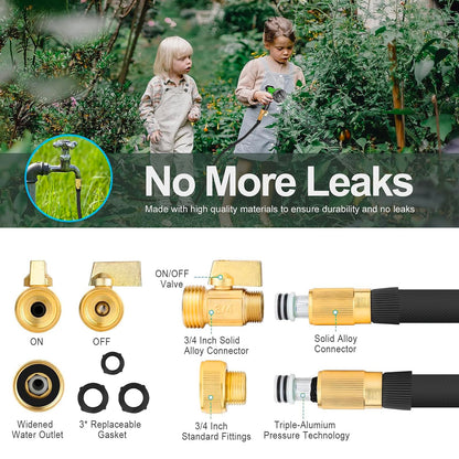 100ft Garden Hose with Brass Fittings and Nozzle
