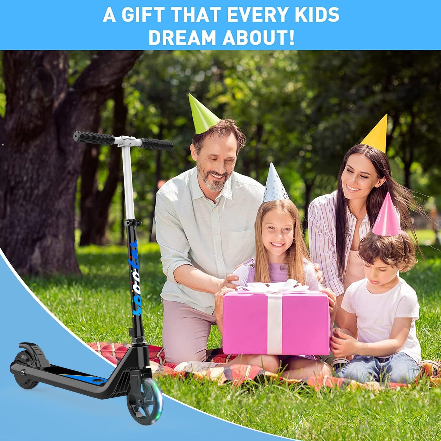 Kids Electric Scooter with Adjustable Speed & Lights