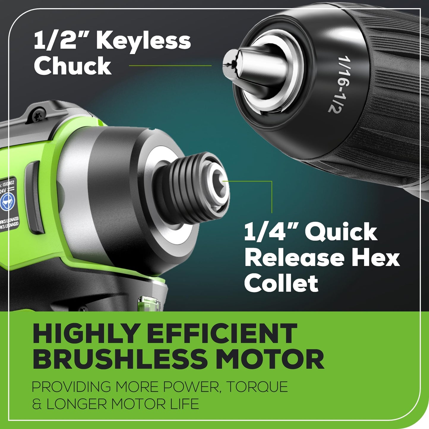 Greenworks 24V Cordless Drill and Impact Driver Kit