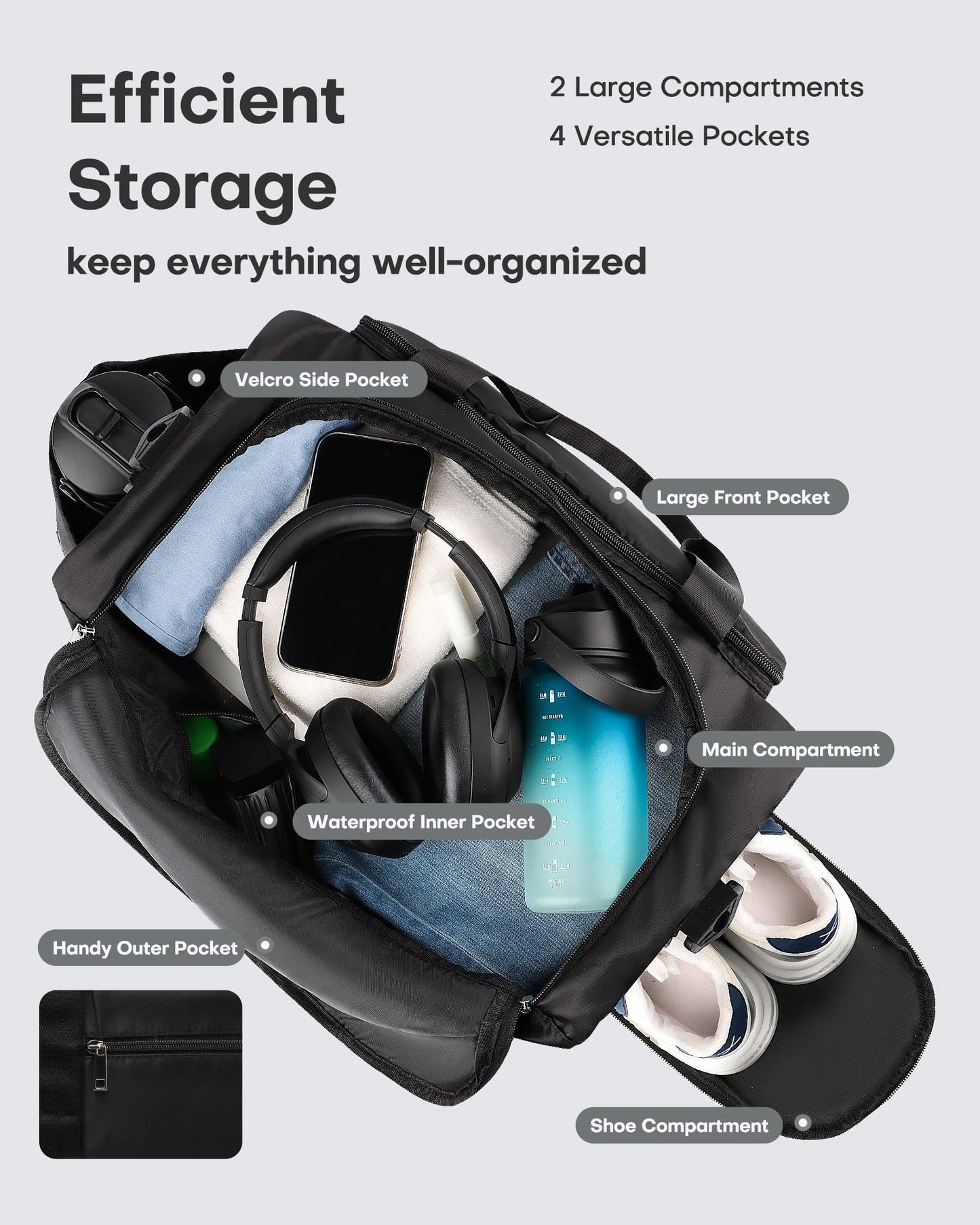 Gym Bag with Shoe Compartment by HOTOR