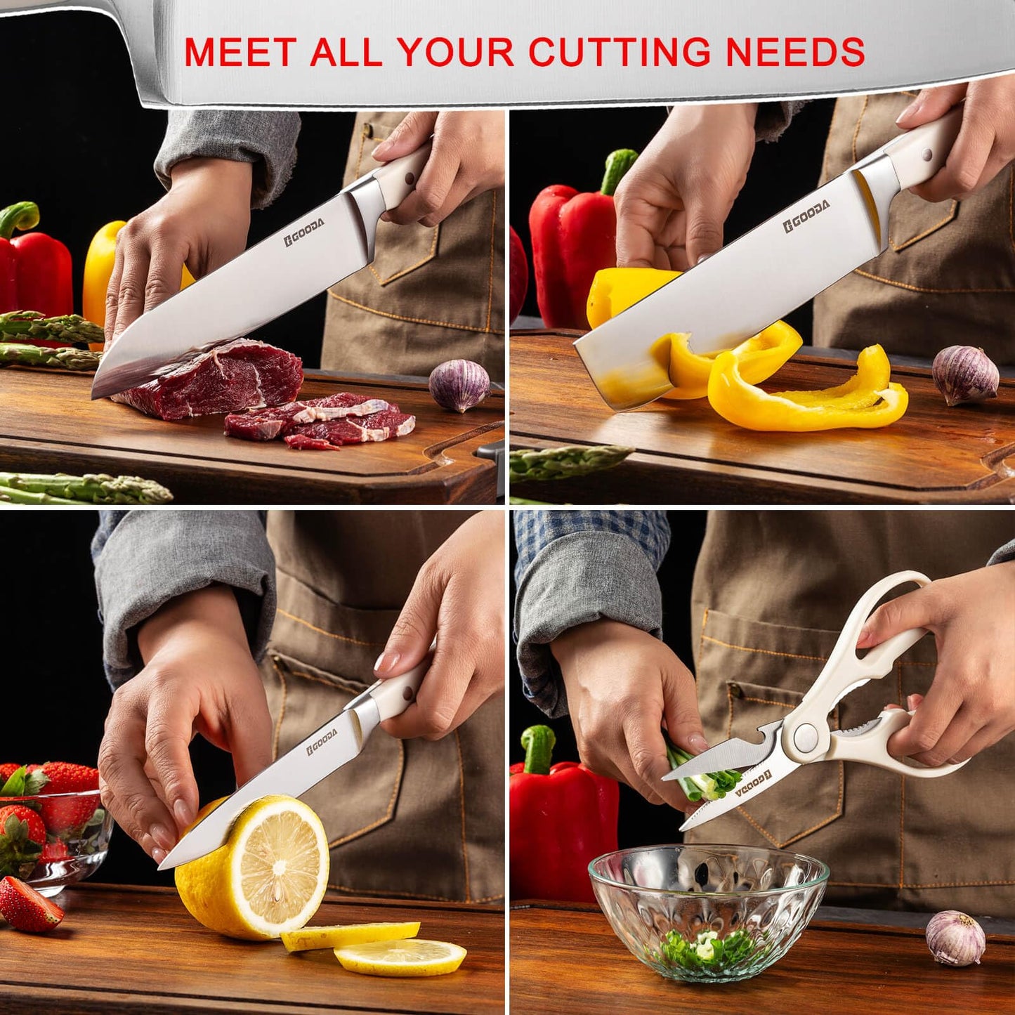 4-Piece GOODA High Carbon Knife Set