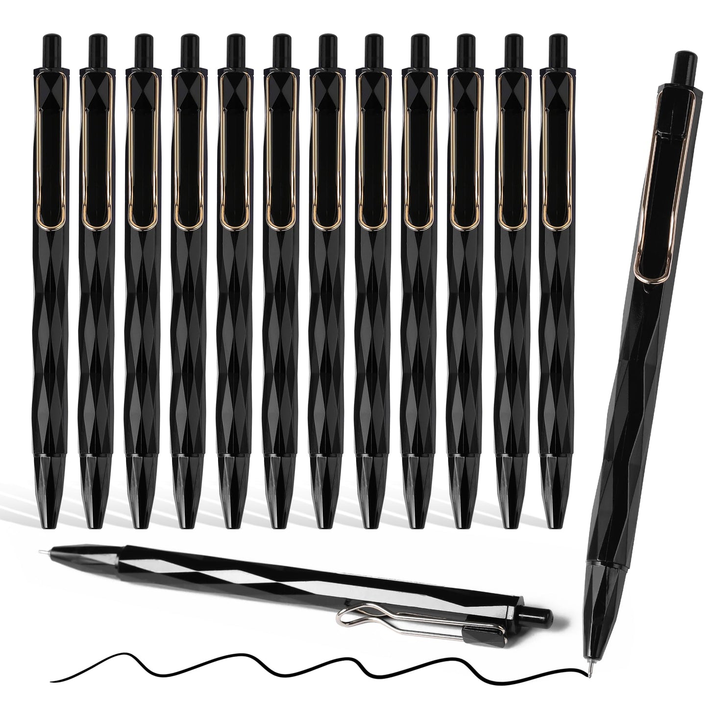 UPDATE: DEAD❗RIANCY Gel Pens 12 Pcs Smooth Writing Pens No Bleed & Smear, Black Ink Cute Pens Fine Point (0.5mm) Retractable Aesthetic Ball Point Pens Black Ink Medium Point Journaling Pens School Office Supplies