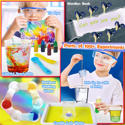 UNGLINGA 100+ Science Lab Experiments Kit for Kids, STEM Project Activities Educational Birthday Toys Gifts for Boys Girls, Chemistry Set, Gems Dig, Volcano, Glowing Worms