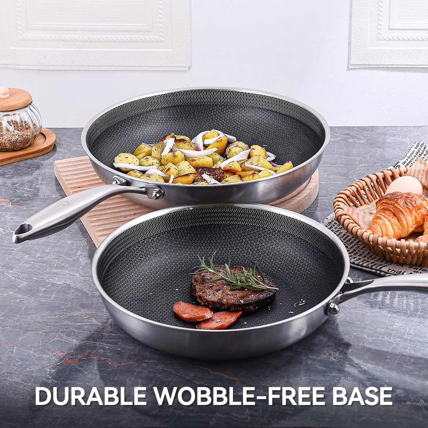 Tri-Ply Stainless Steel Non-Stick Sauté Pan Set