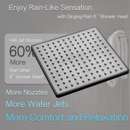 Singing Rain 8" Square Rain Shower Head